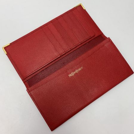  Yves Saint Laurent イブサンローラン レザー YSLロゴ ヴィンテージ レッド 長財布