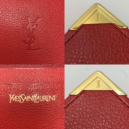  Yves Saint Laurent イブサンローラン レザー YSLロゴ ヴィンテージ レッド 長財布