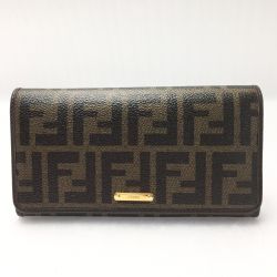 ☆☆ FENDI フェンディ ズッカ柄 2つ折り長財布 8M0298 ダークブラウン Bランク