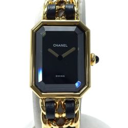 ☆☆ CHANEL シャネル プルミエール Lサイズ H0001 ブラック×ゴールド クォーツ レディース 腕時計 箱有 Bランク