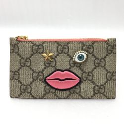 ☆☆ GUCCI グッチ GGスプリーム フェイスモチーフ コインケース 431400 ピンク 箱・布袋有 Aランク