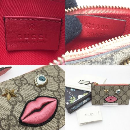  GUCCI グッチ GGスプリーム フェイスモチーフ コインケース 431400 ピンク 箱・布袋有