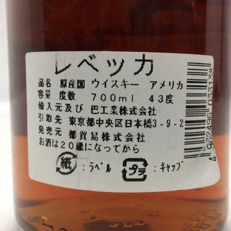 ☆☆ REBECCA レベッカ 10年 700ml 43度 バーボンウイスキー 古酒 Nランク 未開栓