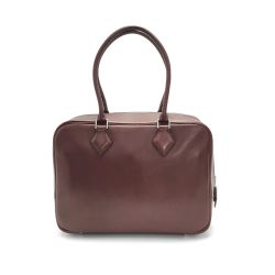 ☆☆ HERMES エルメス プリュム28 □J刻印 ハンドバッグ ルージュアッシュ カーフ 布袋有 Bランク