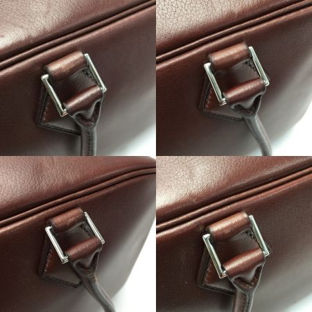  HERMES エルメス プリュム28 □J刻印 ハンドバッグ ルージュアッシュ カーフ 布袋有