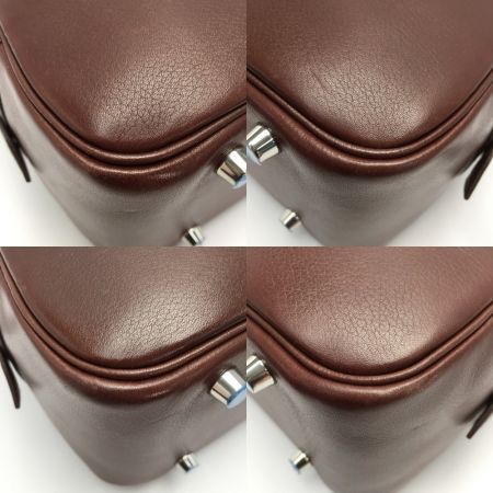  HERMES エルメス プリュム28 □J刻印 ハンドバッグ ルージュアッシュ カーフ 布袋有