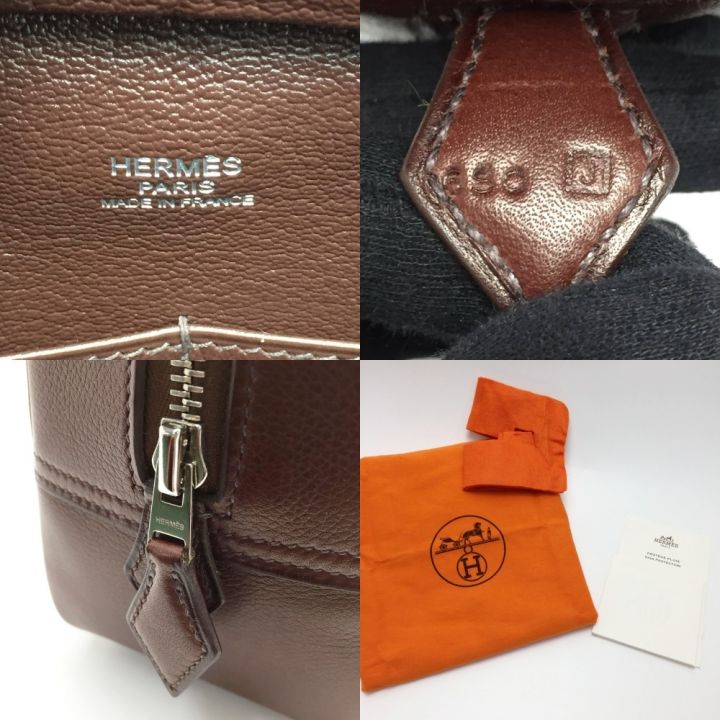 HERMES エルメス プリュム28 □J刻印 ハンドバッグ ルージュアッシュ カーフ 布袋有｜中古｜なんでもリサイクルビッグバン