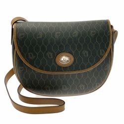 ☆☆ Christian Dior クリスチャンディオール ハニカム柄 ブラウン ショルダーバッグ ポシェット PVC×レザー Cランク