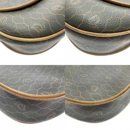  Christian Dior クリスチャンディオール ハニカム柄 ブラウン ショルダーバッグ ポシェット PVC×レザー