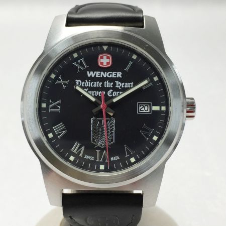  WENGER 進撃の巨人コラボ 調査兵団モデル 限定生産 7280X ブラック クォーツ メンズ 腕時計