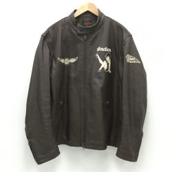 ☆☆ INDIAN MOTOCYCLE ×BETTY BOOP ベティブープ レザージャケット ラムレザー SIZE XL メンズ ブラウン Bランク