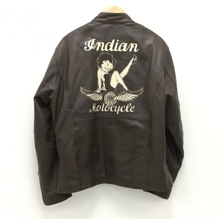 INDIAN MOTOCYCLE ×BETTY BOOP ベティブープ レザージャケット ラムレザー SIZE XL メンズ  ブラウン｜中古｜なんでもリサイクルビッグバン