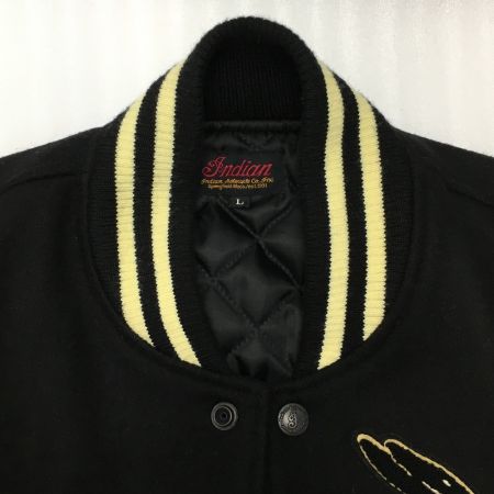  INDIAN MOTOCYCLE ×BETTY BOOP ベティブープ レザー切替 スタジャン SIZE L メンズ ブラック×ホワイト