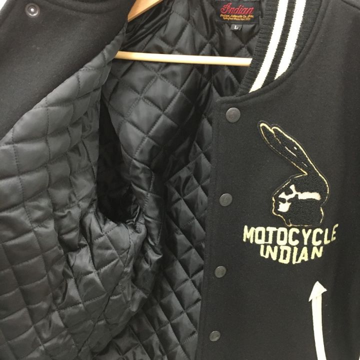 INDIAN MOTOCYCLE ×BETTY BOOP ベティブープ レザー切替 スタジャン SIZE L メンズ  ブラック×ホワイト｜中古｜なんでもリサイクルビッグバン