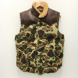 ☆☆ warehouse ウェアハウス ダウンベスト SIZE40 カモフラ メンズ ブラウン×カーキ Bランク