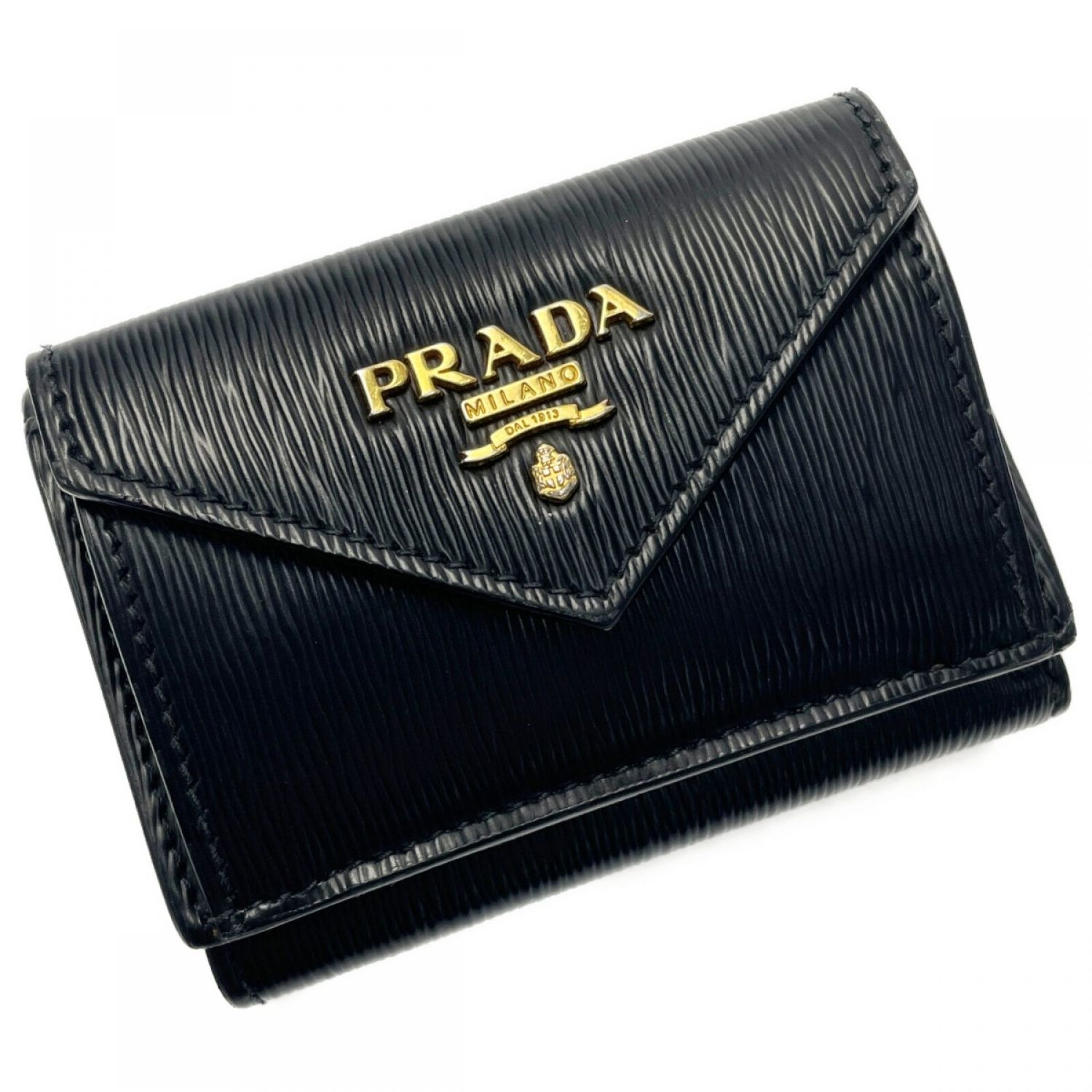 【新品未使用】PRADA プラダ　3つ折り財布　ハート　1MH021 ブラック