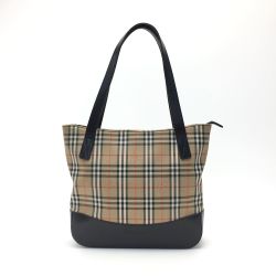 ☆☆ Burberrys バーバリーズ ホースフェリー チェック トートバッグ キャメル バーバリーチェック シャドーホース キャンバス×レザー Bランク