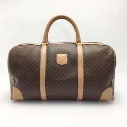 ☆☆ CELINE セリーヌ マカダム柄 ボストンバッグ  M13 ブラウン PVC レザー Cランク