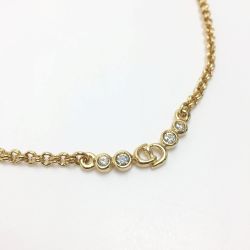 ☆☆ Christian Dior クリスチャンディオール CDロゴ ラインストーン ネックレス ゴールド メッキ 箱有 Bランク