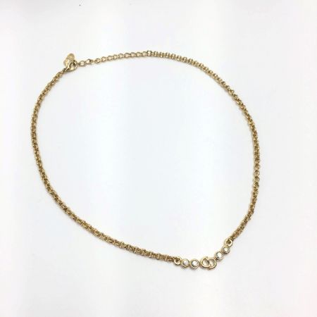  Christian Dior クリスチャンディオール CDロゴ ラインストーン ネックレス ゴールド メッキ 箱有