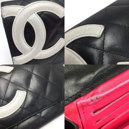  CHANEL シャネル カンボンライン 2つ折り財布 A26722 ブラック レザー ココマーク ギャランティカード有
