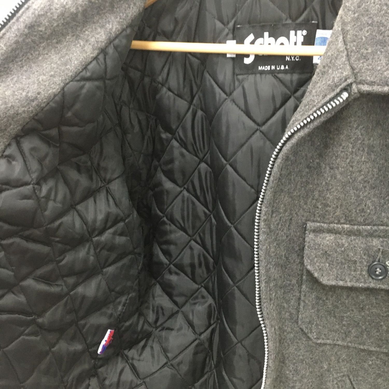 中古】 Schott ショット メルトンコート SIZE 42 メンズ グレー B