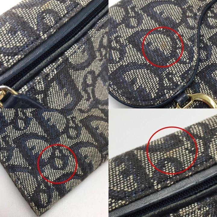 Christian Dior クリスチャンディオール トロッター サドル ウォレット 3つ折り財布 ネイビー D金具  ヴィンテージ｜中古｜なんでもリサイクルビッグバン