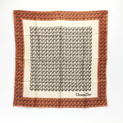 ☆☆ Christian Dior クリスチャンディオール シルクスカーフ トロッター オレンジ×ブラウン ヴィンテージ Aランク