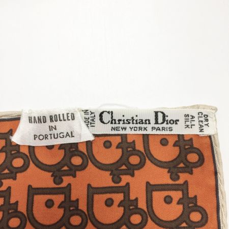  Christian Dior クリスチャンディオール シルクスカーフ トロッター オレンジ×ブラウン ヴィンテージ