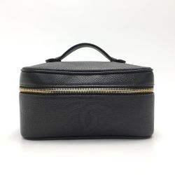 ☆☆ CHANEL シャネル ココマーク バニティバッグ A01997 ブラック キャビアスキン ギャランティカード有 Cランク