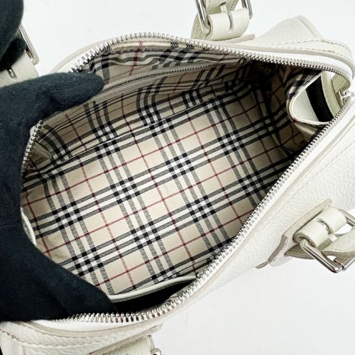 中古】 BURBERRY バーバリー ミニボストンバッグ アイボリー