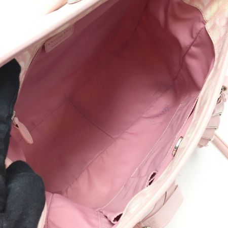  Christian Dior クリスチャンディオール トロッター ロマンティック リボン チェーントートバッグ 02-BO-0076 ピンク