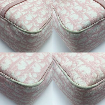  Christian Dior クリスチャンディオール トロッター ロマンティック リボン チェーントートバッグ 02-BO-0076 ピンク