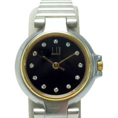  dunhill ダンヒル ミレニアム 12Pダイヤ コンビ ブラック クォーツ レディース 腕時計 Cランク