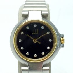 ☆☆ dunhill ダンヒル ミレニアム 12Pダイヤ コンビ ブラック クォーツ レディース 腕時計 Cランク