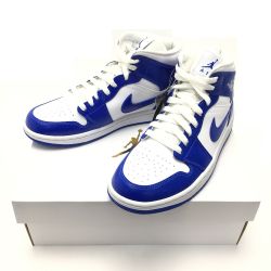 ☆☆ NIKE ナイキ ウィメンズ エア ジョーダン 1 MID サイズ 25.5cm スニーカー メンズ BQ6472 104 ホワイト×ブルー Sランク