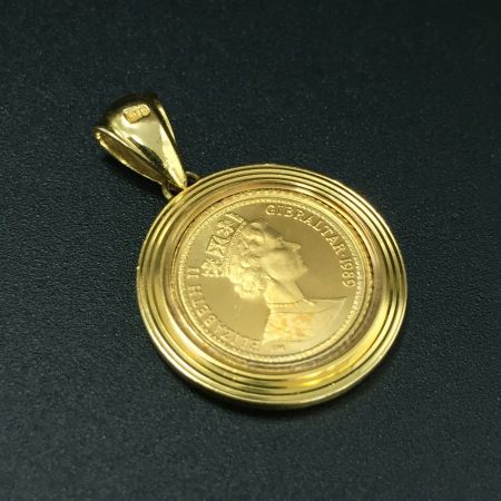  ジブラルタル ウナとライオン 1/4ソブリン金貨 ペンダントトップ K22 K18 エリザベス2世 1989年