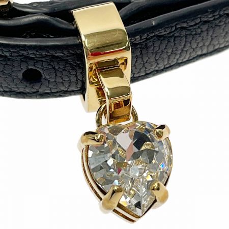  MIU MIU クリスタル付き ブレスレット 5IB253 034 ブラック×ブラス レザー レディース アクセサリー