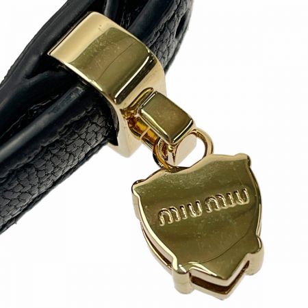  MIU MIU クリスタル付き ブレスレット 5IB253 034 ブラック×ブラス レザー レディース アクセサリー