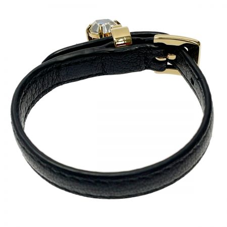  MIU MIU クリスタル付き ブレスレット 5IB253 034 ブラック×ブラス レザー レディース アクセサリー
