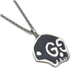 ☆☆ GUCCI グッチ ゴースト スカル ネックレス 459381 ブラック×シルバー SV925 箱・布袋有 Bランク