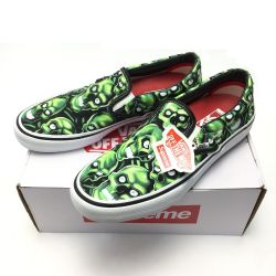 ☆☆ Supreme シュプリーム SUPREME × VANS スカル パイル スリッポン スニーカー 27cm メンズ 黄緑 Bランク