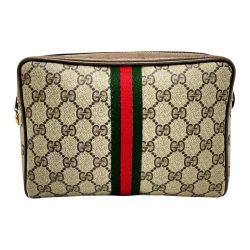 ☆☆ GUCCI グッチ アクセサリーコレクション GGスプリーム セカンドバッグ ポーチ レディース ゴールド金具 Cランク