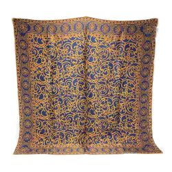 ☆☆ Christian Dior クリスチャンディオール 唐草 シルクスカーフ ネイビー×ブラウン シルク100％ Aランク