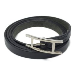 ☆☆ HERMES エルメス アピ3 ロングブレスレット シルバー金具 ブラック レザー チョーカー 箱有 Bランク