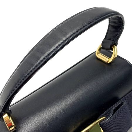  Salvatore Ferragamo サルヴァトーレフェラガモ ヴァラ リボン 2WAYバッグ AT-21 5677 ネイビー 布袋有