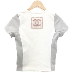 ☆☆ CHANEL シャネル スポーツライン 半袖Tシャツ B1789 ホワイト×グレー ポリアミド Bランク