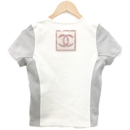  CHANEL シャネル スポーツライン 半袖Tシャツ B1789 ホワイト×グレー ポリアミド