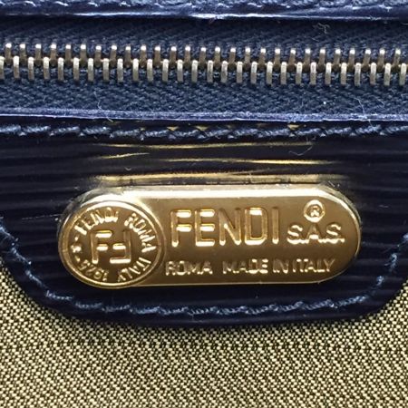  FENDI フェンディ エピレザー 2WAYバッグ ブラック ロゴ型押し ヴィンテージ 布袋有
