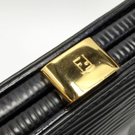  FENDI フェンディ エピレザー 2WAYバッグ ブラック ロゴ型押し ヴィンテージ 布袋有